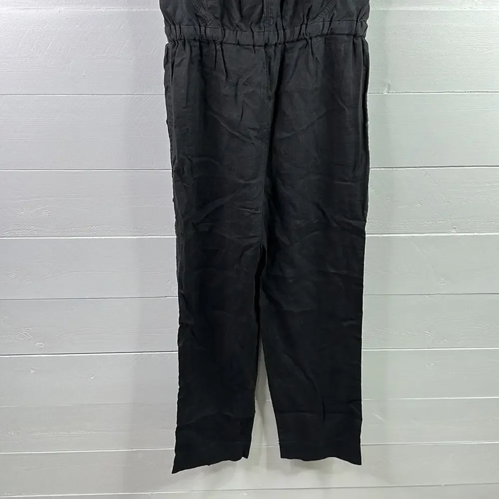 EVERLANE Apron Black Linen Shoestring Jumpsuit Size XXS